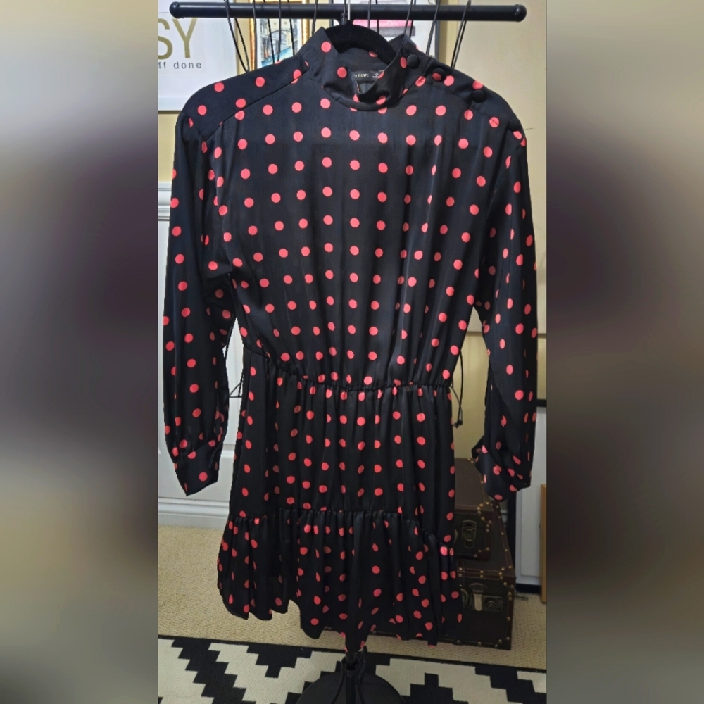 ZARA Black Pink Polka Dot Dress